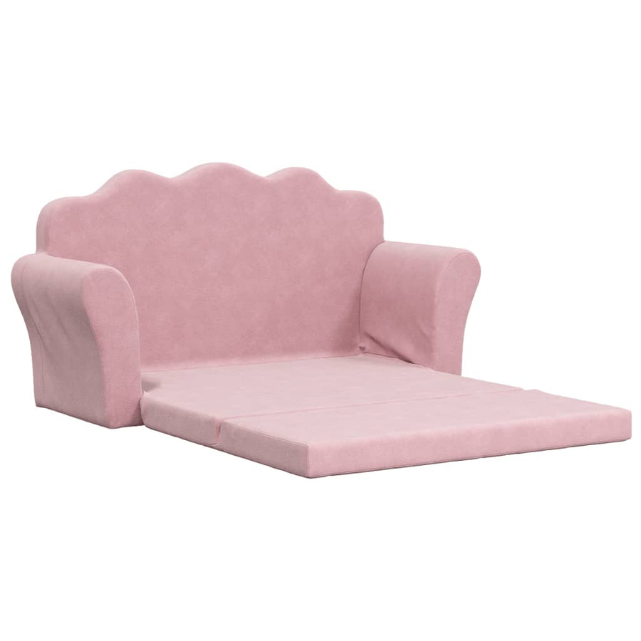 Kinder 2-Zits Zacht Pluche Roze Slaapbank