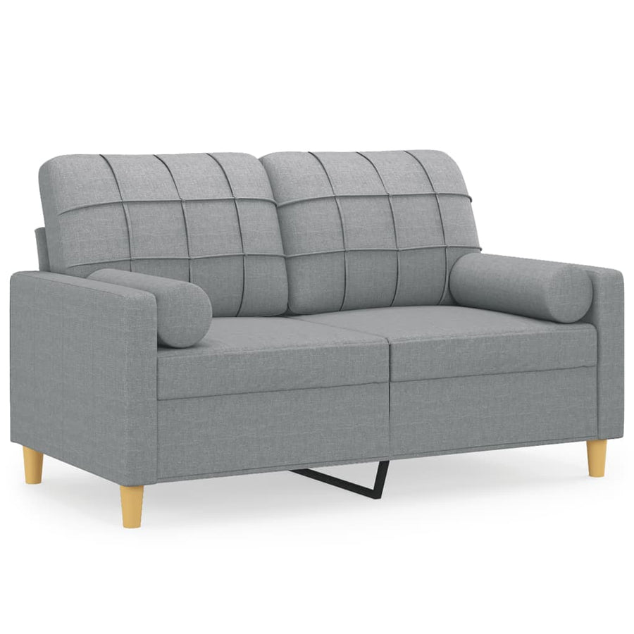 Tweezitsbank Met Sierkussens Stof 120 cm Lichtgrijs