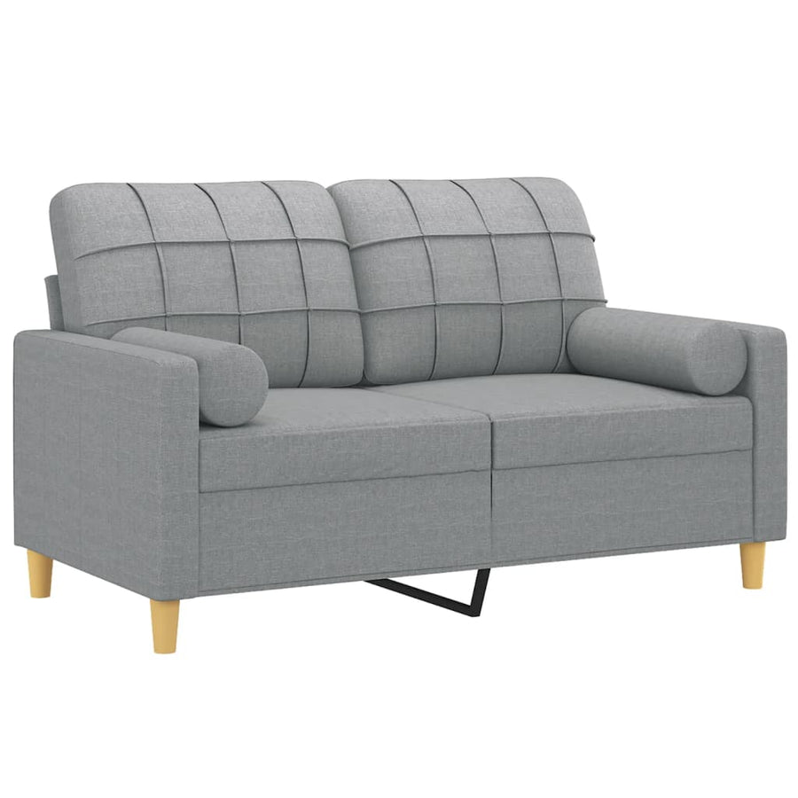 Tweezitsbank Met Sierkussens Stof 120 cm Lichtgrijs