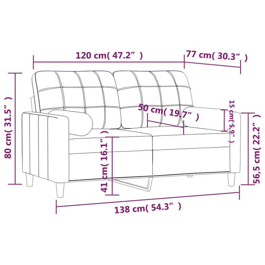 Tweezitsbank Met Sierkussens Stof 120 cm Lichtgrijs