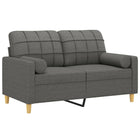 Tweezitsbank 120 cm stof donkergrijs met sierkussens