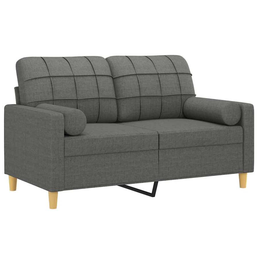 Tweezitsbank Met Sierkussens Stof 120 cm Donkergrijs