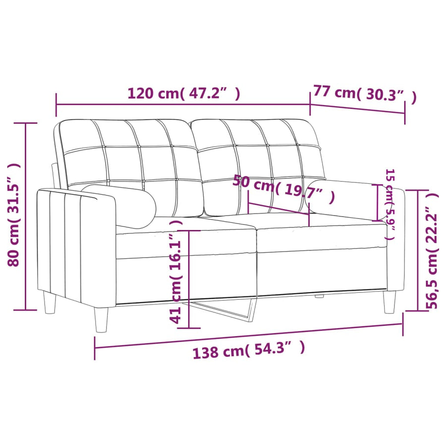 Tweezitsbank Met Sierkussens Stof Kleurig 120 cm Crème