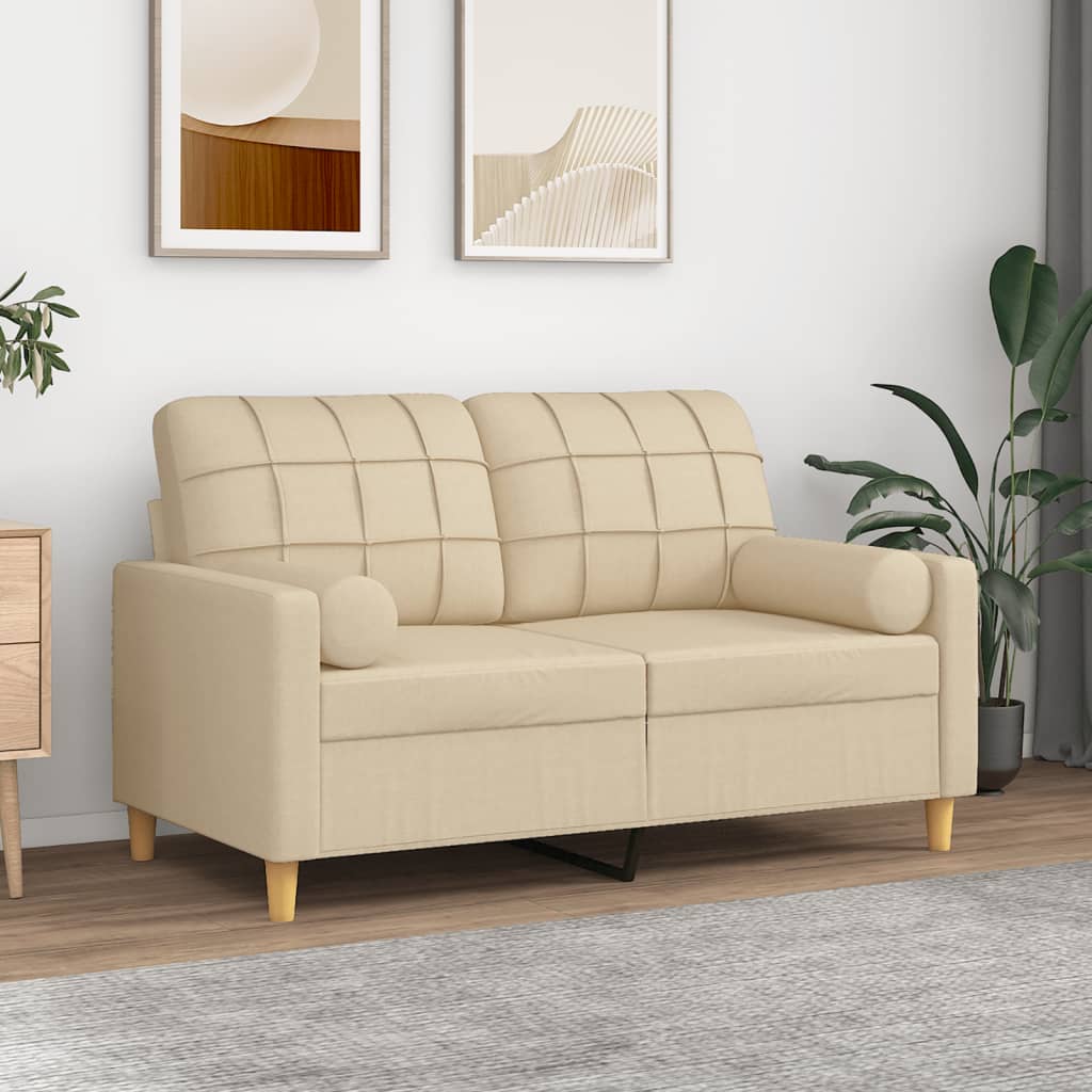 Tweezitsbank Met Sierkussens Stof Kleurig 120 cm Crème