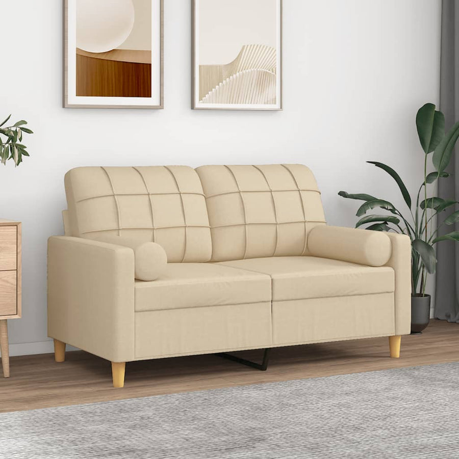 Tweezitsbank Met Sierkussens Stof Kleurig 120 cm Crème
