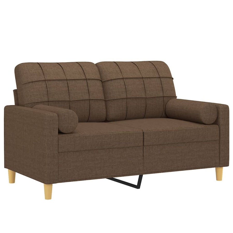 Tweezitsbank Met Sierkussens 120 Cm Stof Bruin