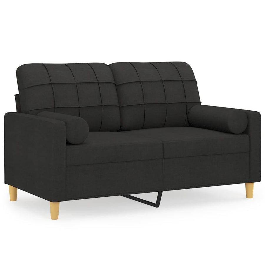 Tweezitsbank Met Sierkussens Stof 120 cm Zwart