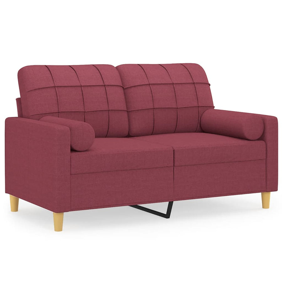 Tweezitsbank Met Sierkussens Stof 120 cm Wijnrood
