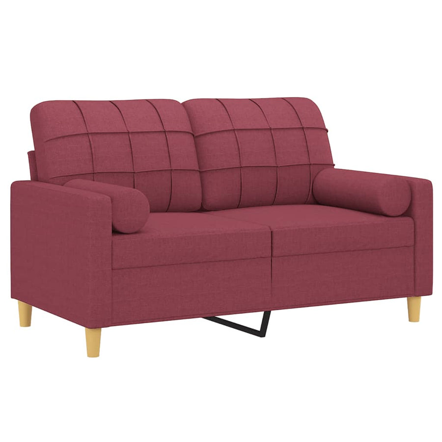 Tweezitsbank Met Sierkussens Stof 120 cm Wijnrood