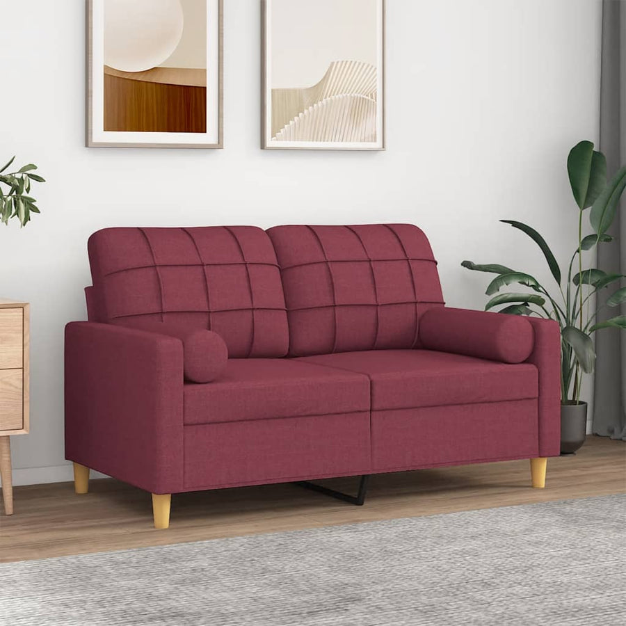 Tweezitsbank Met Sierkussens Stof 120 cm Wijnrood
