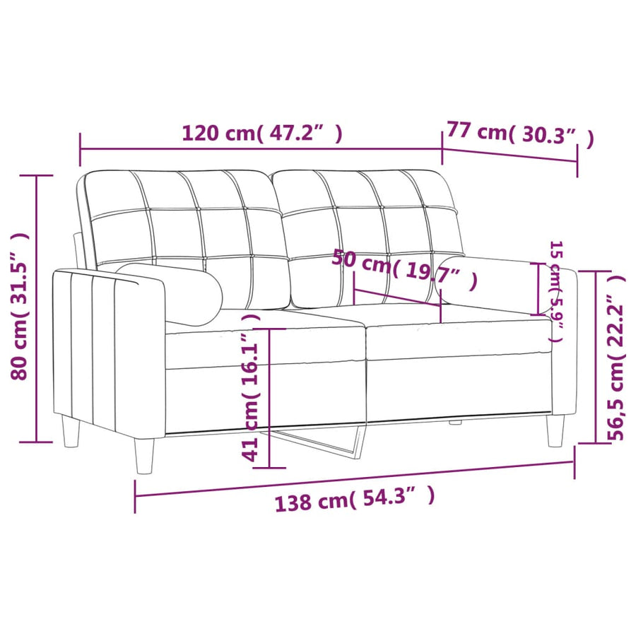 Tweezitsbank Met Sierkussens 120 Cm Stof Taupe