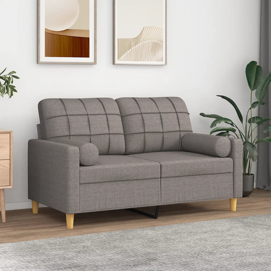Tweezitsbank Met Sierkussens 120 Cm Stof Taupe