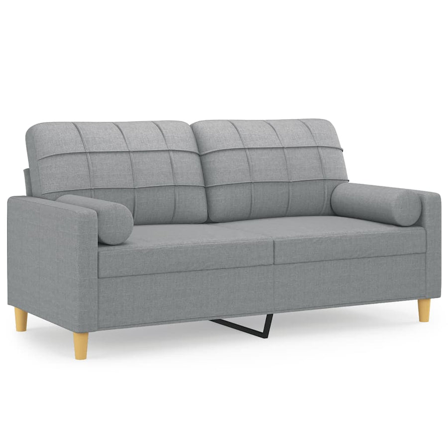 Tweezitsbank Met Sierkussens Stof 140 cm Lichtgrijs