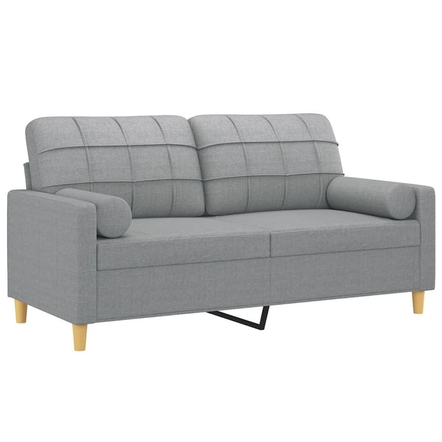 Tweezitsbank Met Sierkussens Stof 140 cm Lichtgrijs