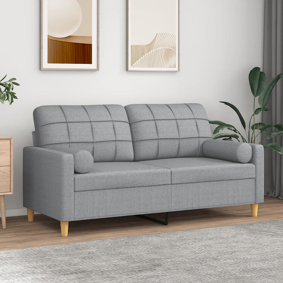 Tweezitsbank Met Sierkussens Stof 140 cm Lichtgrijs