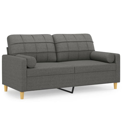 Tweezitsbank Met Sierkussens Stof 140 cm Donkergrijs