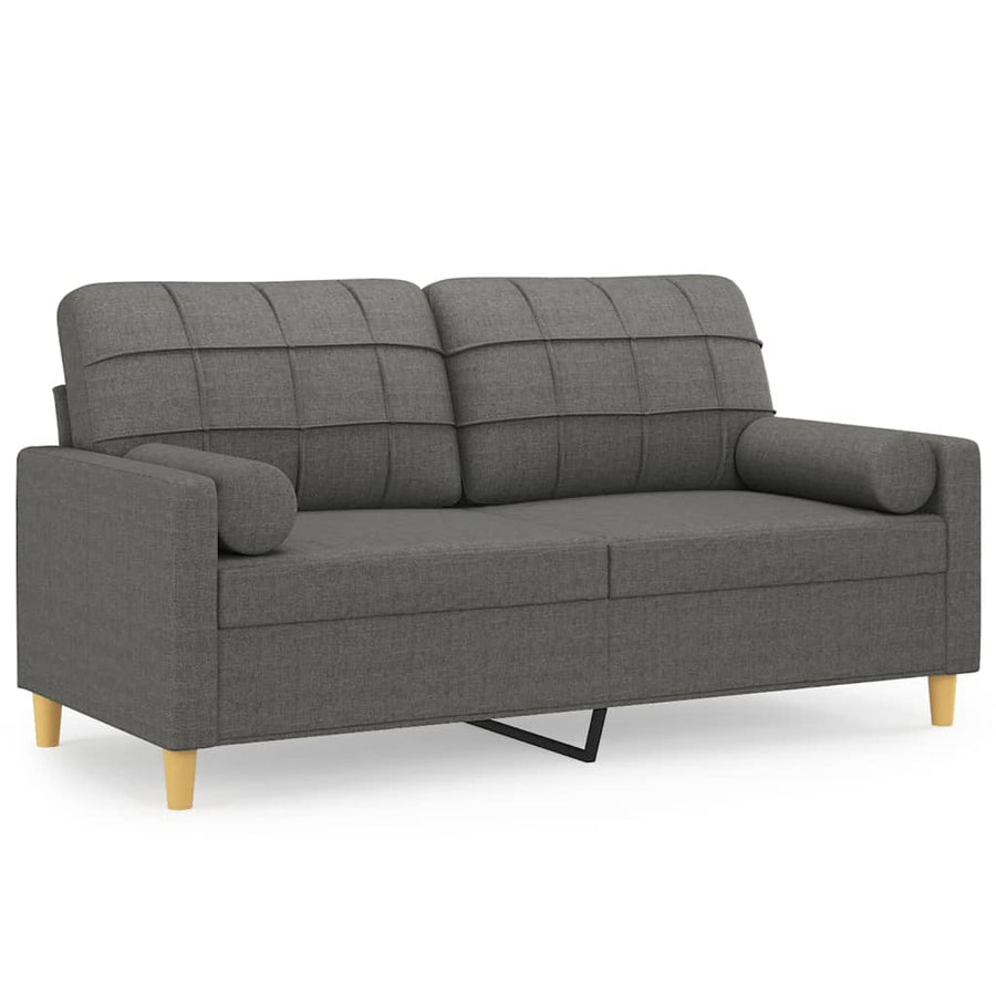 Tweezitsbank Met Sierkussens Stof 140 cm Donkergrijs