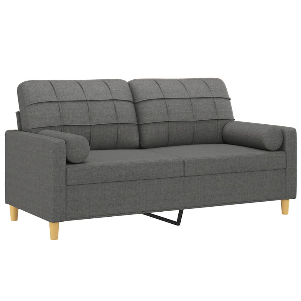Tweezitsbank Met Sierkussens Stof 140 cm Donkergrijs