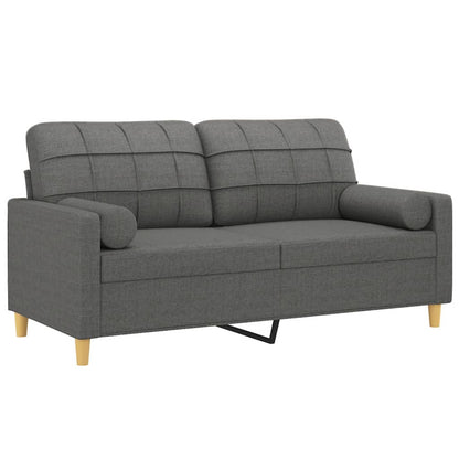 Tweezitsbank Met Sierkussens Stof 140 cm Donkergrijs