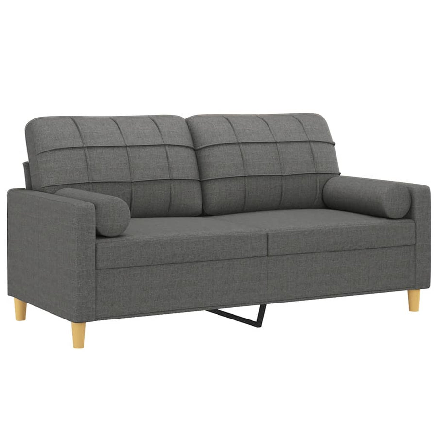 Tweezitsbank Met Sierkussens Stof 140 cm Donkergrijs