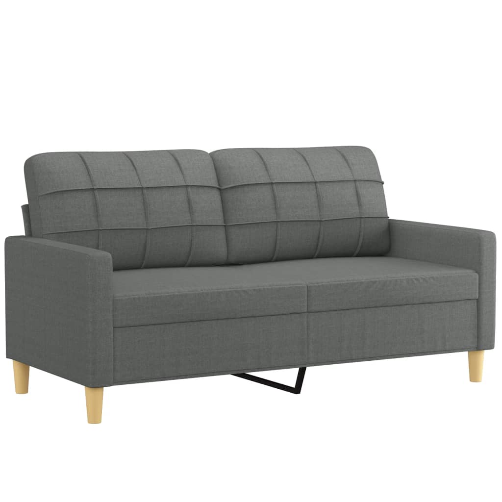 Tweezitsbank Met Sierkussens Stof 140 cm Donkergrijs