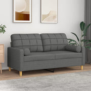 Tweezitsbank 140 cm stof donkergrijs met sierkussens