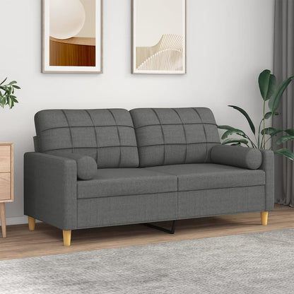 Tweezitsbank Met Sierkussens Stof 140 cm Donkergrijs