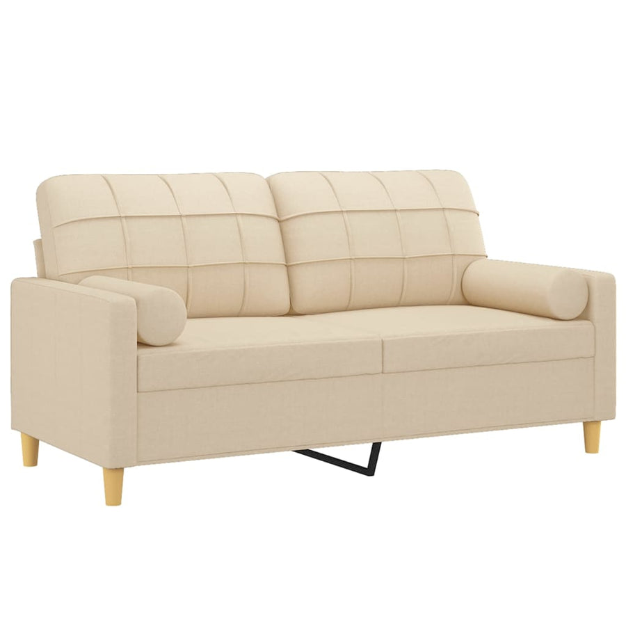 Tweezitsbank Met Sierkussens Stof Kleurig 140 cm Crème