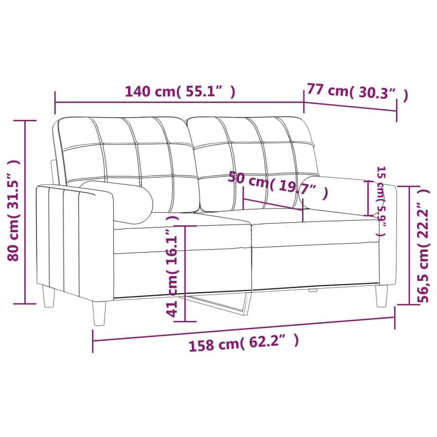 Tweezitsbank Met Sierkussens Stof Kleurig 140 cm Crème