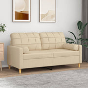 Tweezitsbank 140 cm stof crèmekleurig met sierkussens