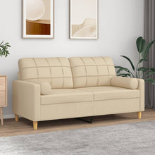 Tweezitsbank Met Sierkussens Stof Kleurig 140 cm Crème