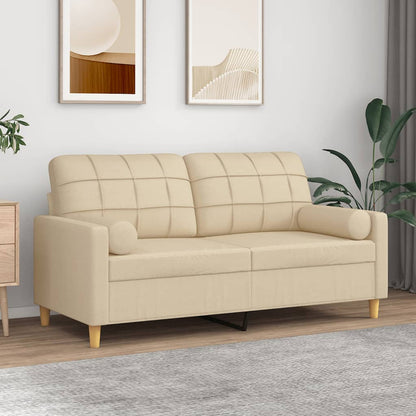 Tweezitsbank Met Sierkussens Stof Kleurig 140 cm Crème