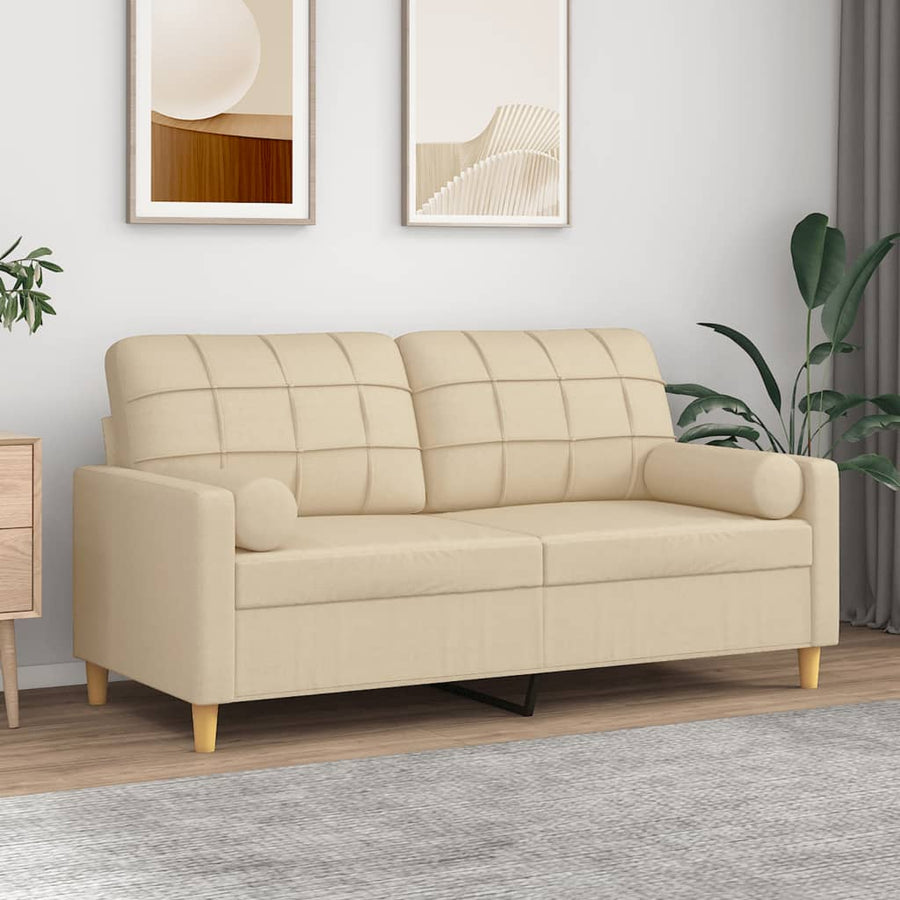 Tweezitsbank Met Sierkussens Stof Kleurig 140 cm Crème