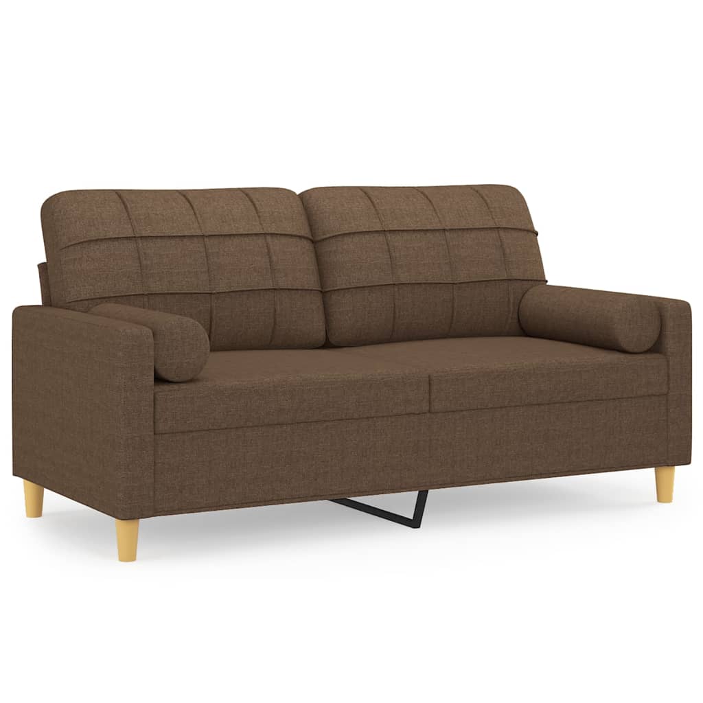 Tweezitsbank Met Sierkussens Stof 140 cm Bruin