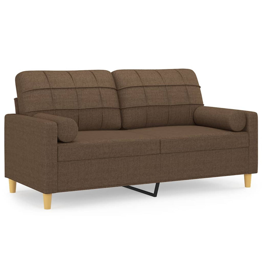 Tweezitsbank Met Sierkussens Stof 140 cm Bruin