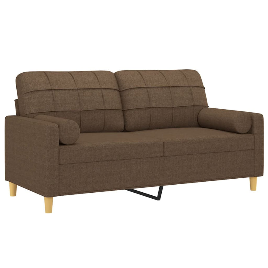 Tweezitsbank Met Sierkussens Stof 140 cm Bruin