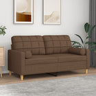 Two-seater sofa with throw pillows 140 cm fabric brown