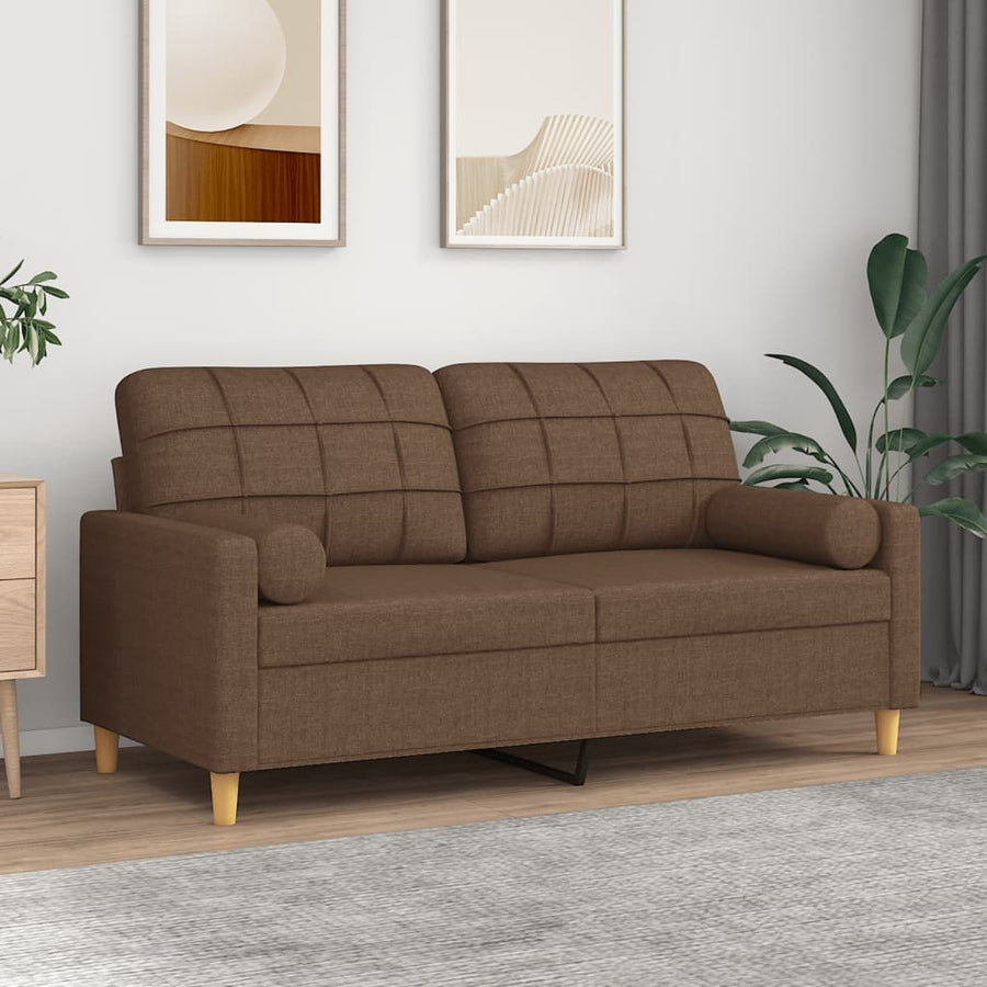 Tweezitsbank Met Sierkussens Stof 140 cm Bruin