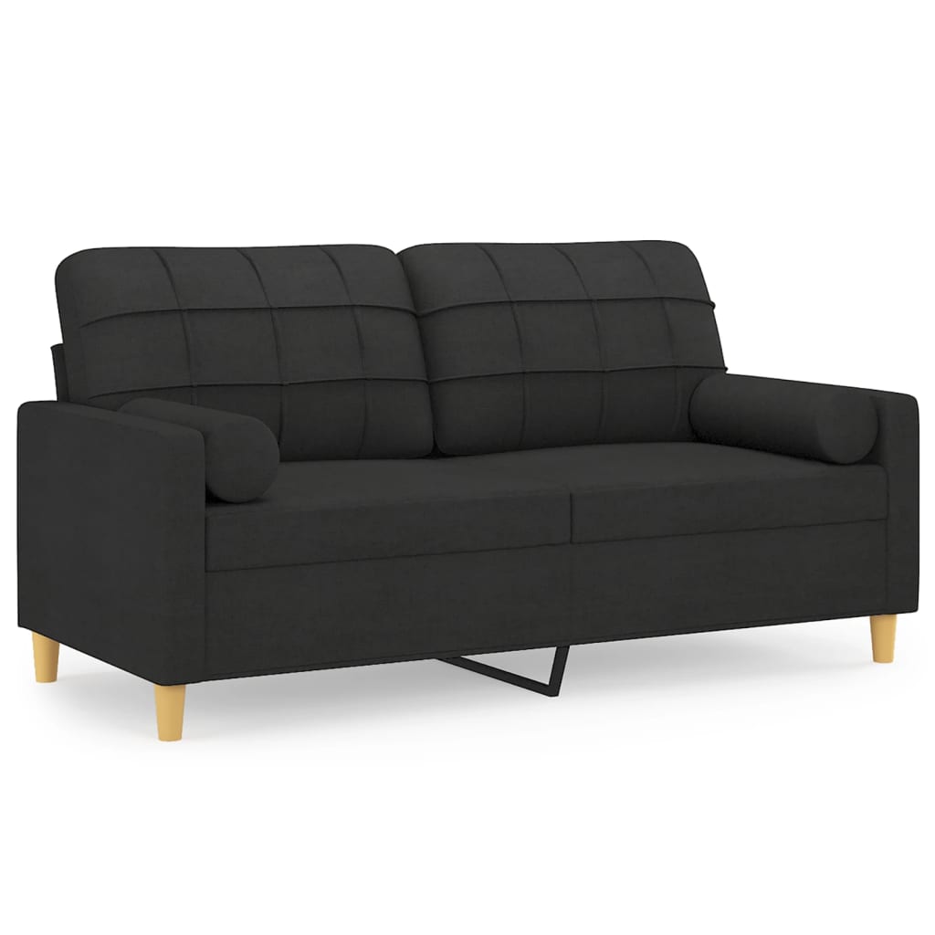 Tweezitsbank Met Sierkussens Stof 140 cm Zwart