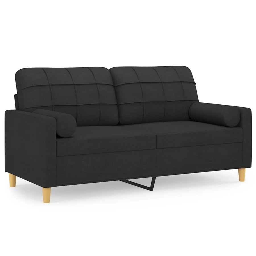 Tweezitsbank Met Sierkussens Stof 140 cm Zwart