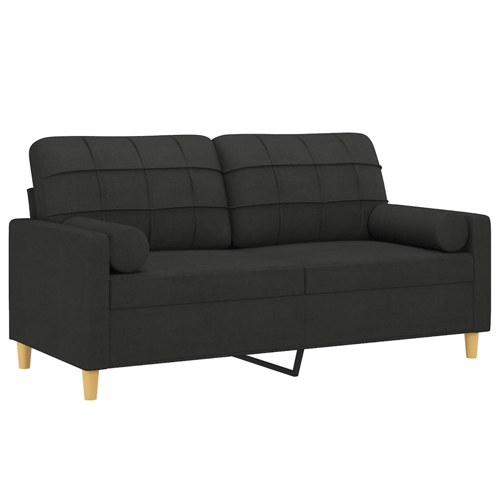 Tweezitsbank Met Sierkussens Stof 140 cm Zwart
