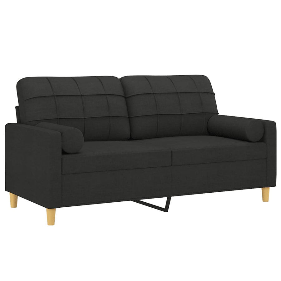 Tweezitsbank Met Sierkussens Stof 140 cm Zwart