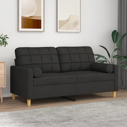 Tweezitsbank Met Sierkussens Stof 140 cm Zwart