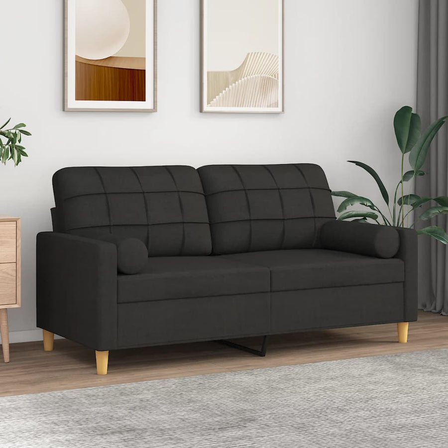 Tweezitsbank Met Sierkussens Stof 140 cm Zwart