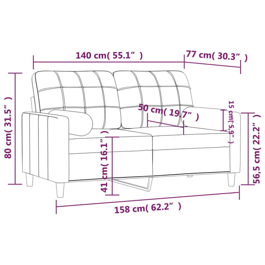 Tweezitsbank Met Sierkussens Stof 140 cm Lichtgeel