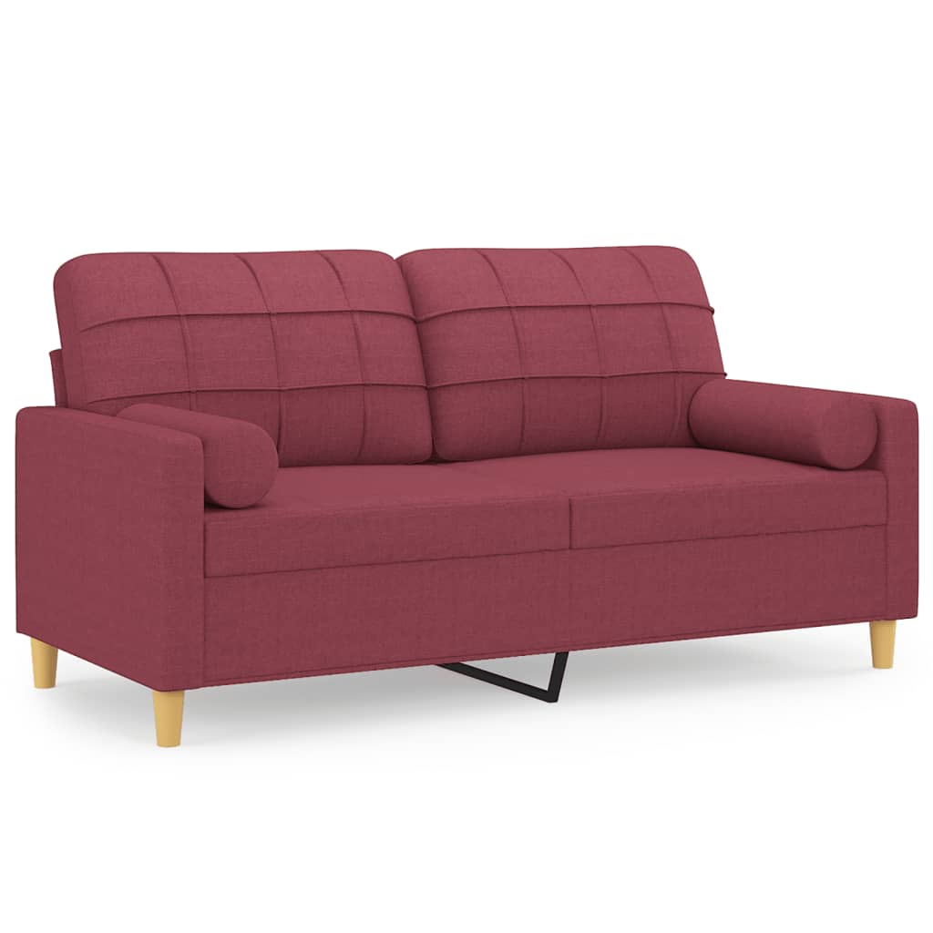 Tweezitsbank Met Sierkussens Stof 140 cm Wijnrood