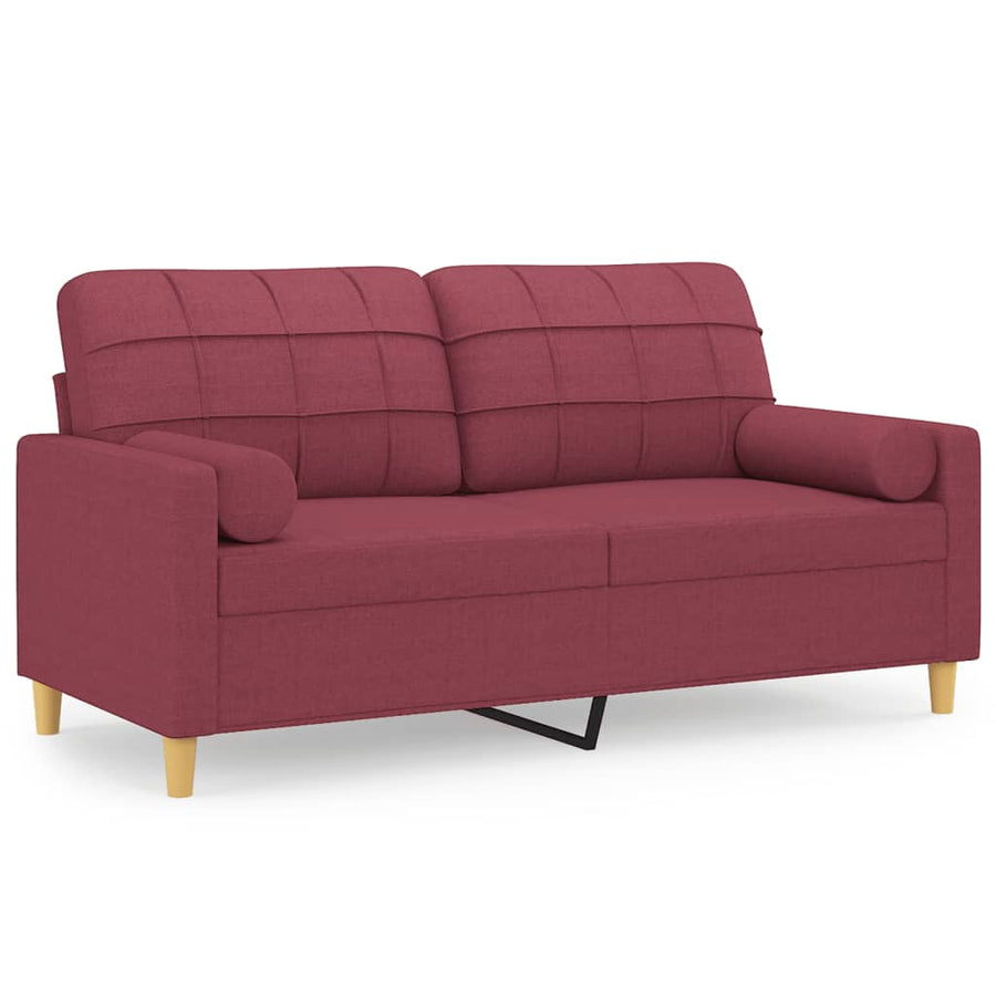 Tweezitsbank Met Sierkussens Stof 140 cm Wijnrood