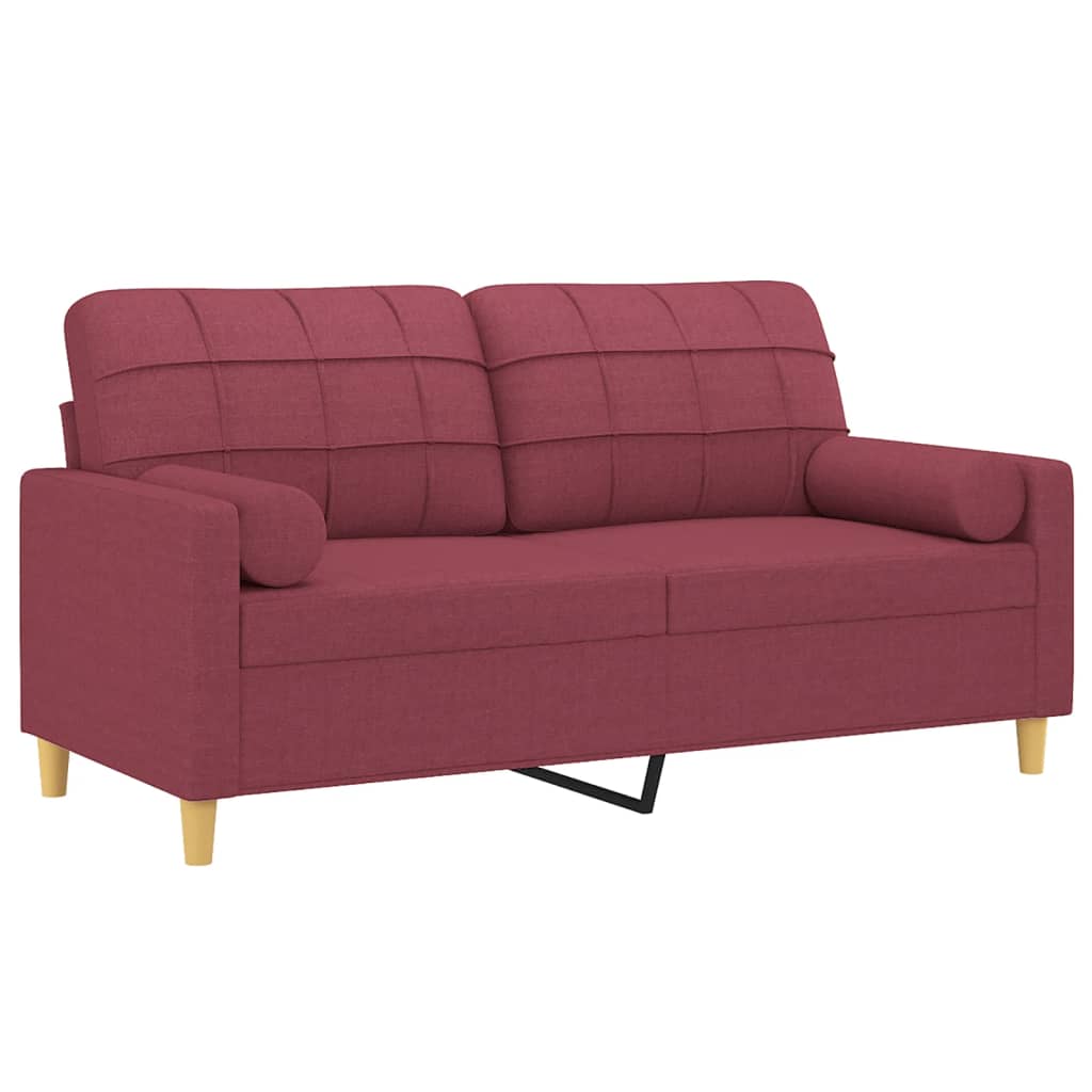 Tweezitsbank Met Sierkussens Stof 140 cm Wijnrood
