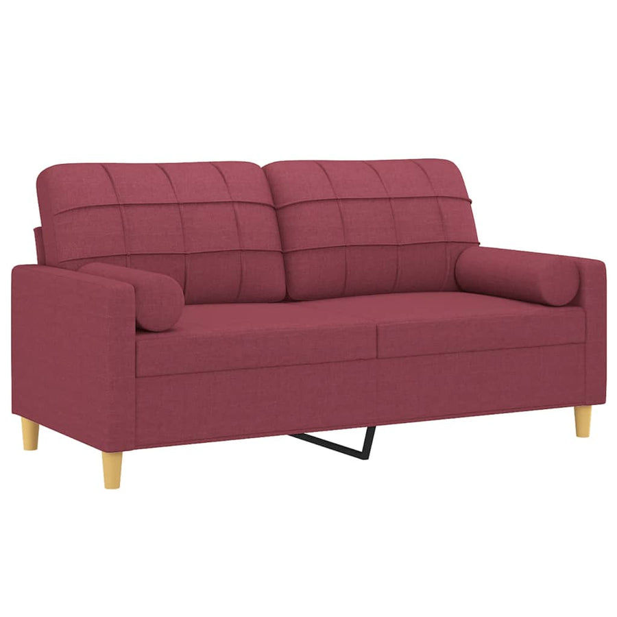 Tweezitsbank Met Sierkussens Stof 140 cm Wijnrood