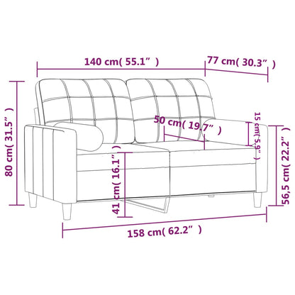 Tweezitsbank Met Sierkussens Stof 140 cm Wijnrood